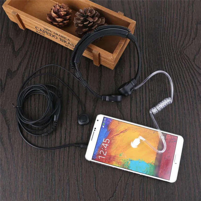 

3.5mm Adjustable Throat Mic Earphone Microphone Covert Acoustic Tube Earpiece Headset With Finger PTT for iPhone Android Mobile
