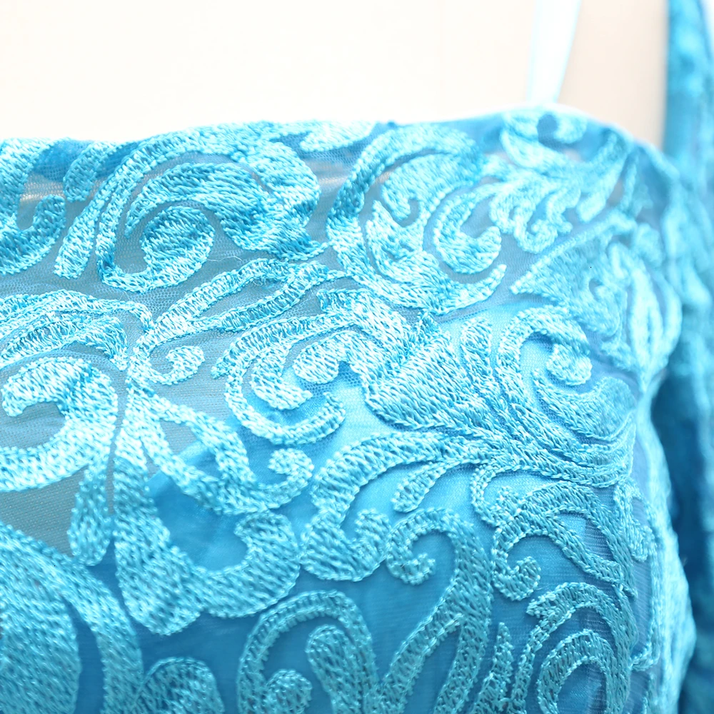 Вечернее платье с длинным рукавом размера плюс кружевное синее вечернее для