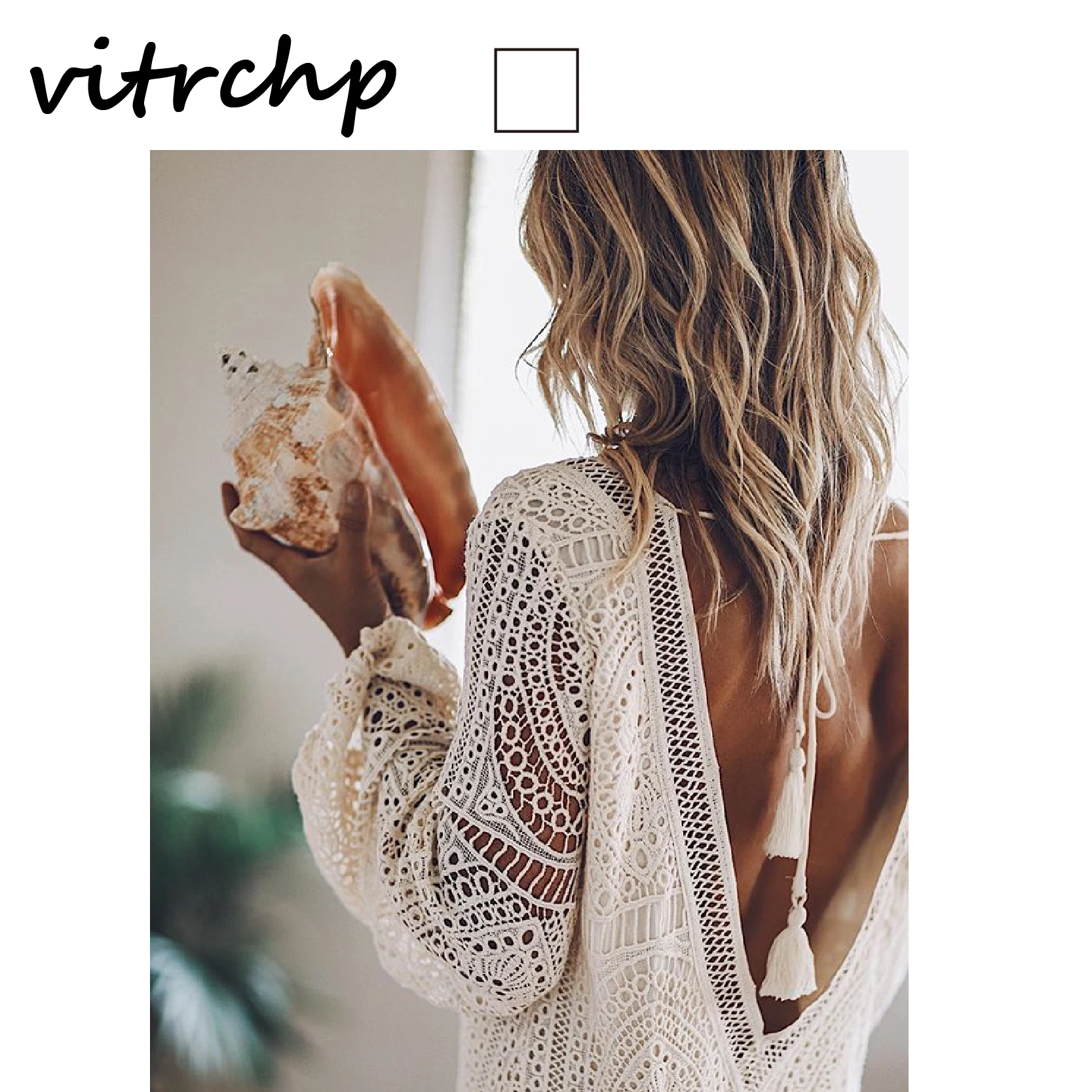 

VITRCHP 2021 Ladies Dress Casual Brand Summer New Arrival Elegant Maxi Party Sexy Deep V Neck Long Sleeve Beach Dress