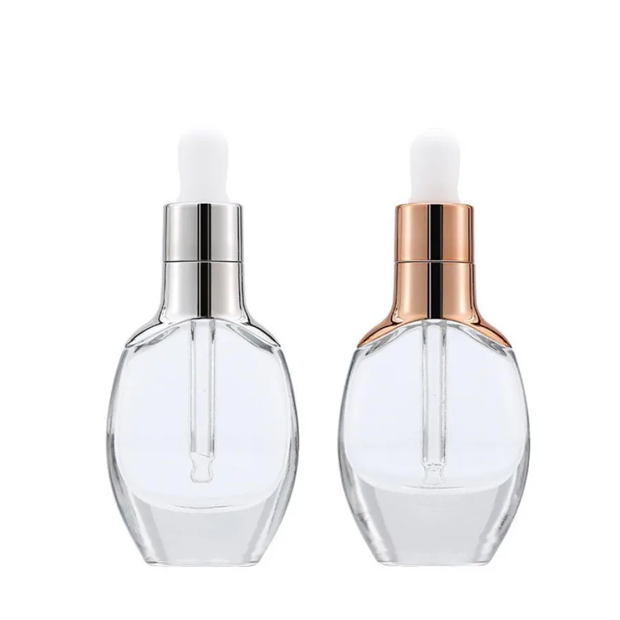 

2pcs/lot 30ml 1oz Dropper Glass Aromatherapy Liquid for Essential Travel Silver Rose Gold Massage Oil Pipette Refillable Bottle