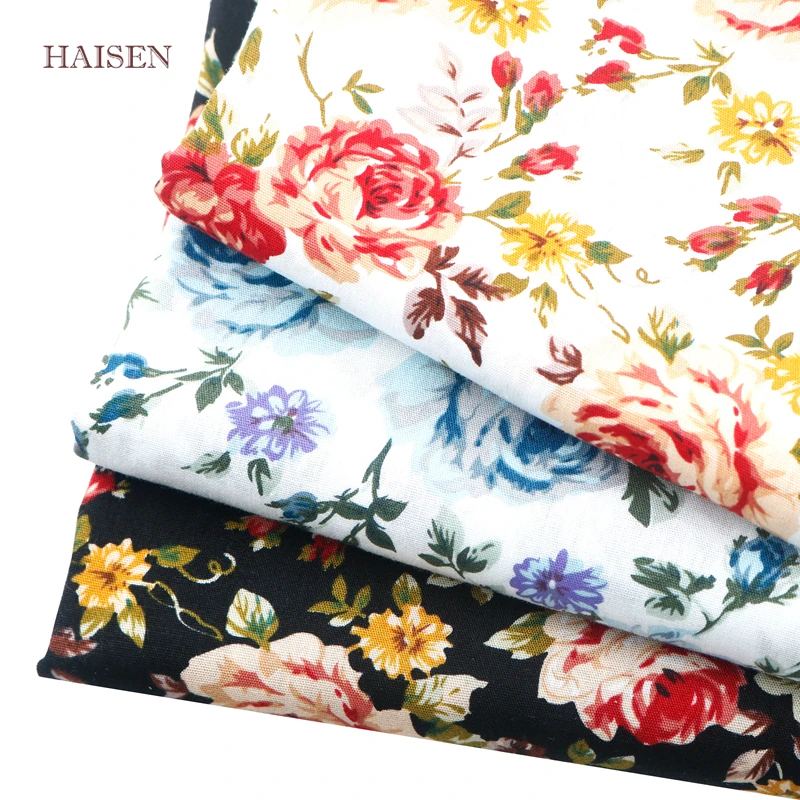 Простая хлопчатобумажная ткань Haisen в стиле розы с принтом сделай сам квилтинг и