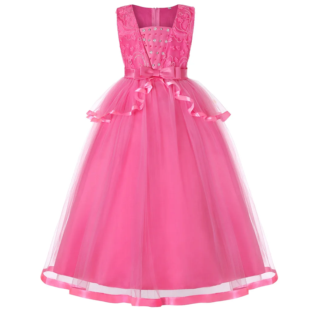 Летние красные розовые белые вечерние платья с цветочным рисунком для девочек