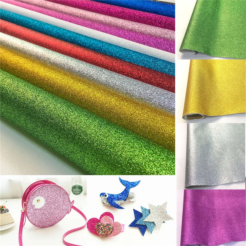 

A5 20*15CM Fine Glitter Fabric Roll iridescent Sparkle Faux Leather Craft Material Bows Bag Shoes Decor DIY Sewing Making Sheets