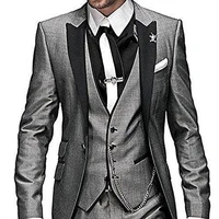 groom tuxedos black peak lapel groomsmen mens wedding dress fashion man jacket blazer promdinner 3piece suitjacketpantsvest