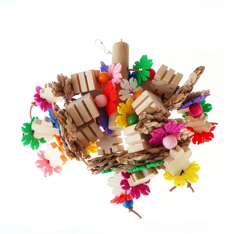 Лидер продаж попугай жевательная игрушка деревянный защита от укусов трава