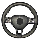 Черная искусственная кожа, сделай сам, Ручной Чехол рулевого колеса автомобиля для Skoda Octavia Superb Yeti 2013-2019 Kodia Karoq 2016-2019 Scala 2019