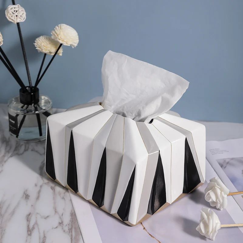

Paper Towel Box In Living Room Light Luxury Creative Nordic Simple Tea Table Paper Box Ceramic Home Decoration Table Paper Box
