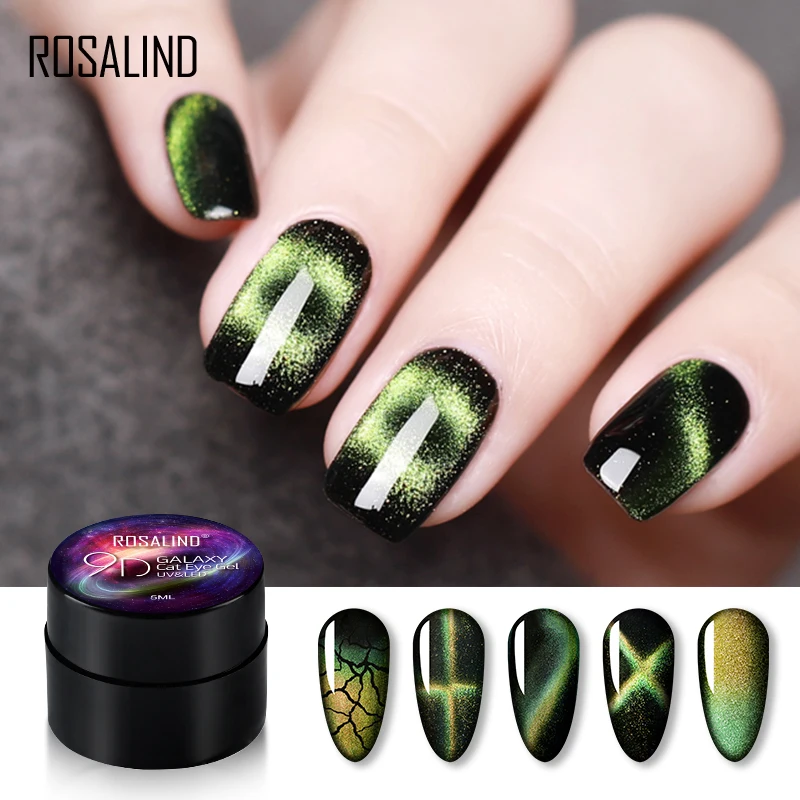 ROSALIND Gel Nail Polish 5ml 9D Cat Eye Magnetic For Art Set Manicure Semi Permanent Base Top Varnish | Красота и здоровье