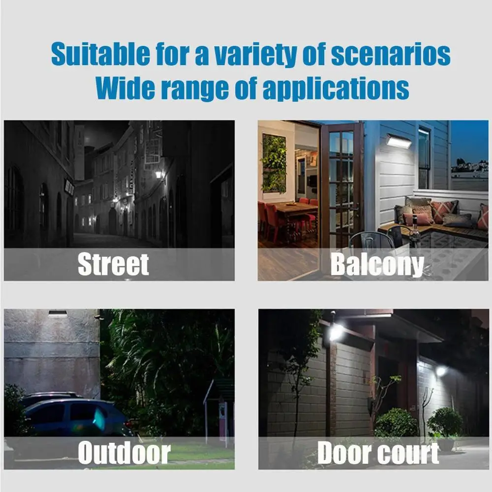 

60 Led Aluminum Alloy Solar Light Outdoor Motion Sensor Solar Powered Lights Waterproof Led Solar Wall Lamp For Garden Street