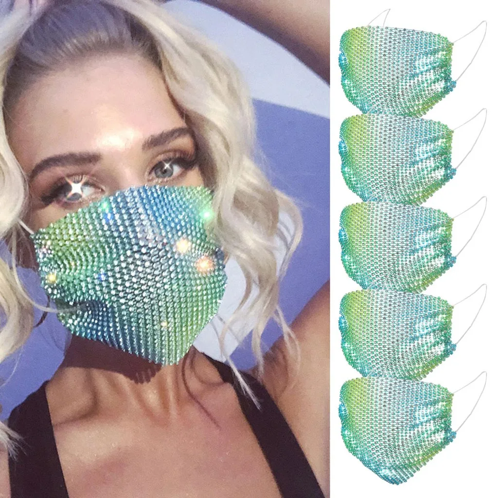 

5pcs Multicolor Diamond Reusable Face Masks Adjustable Mouth Mask In Stock Ear Loop Face Mouth Mask Reusable Mascarilla @45