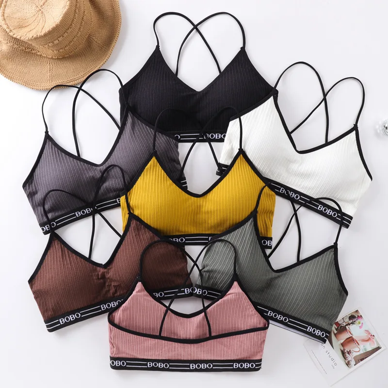 

New Sling Yoga Sports Bra For Women Thin Section Beautiful Back Strap Bottoming Vest Gym Push Up Running Sport Bras Tube Top