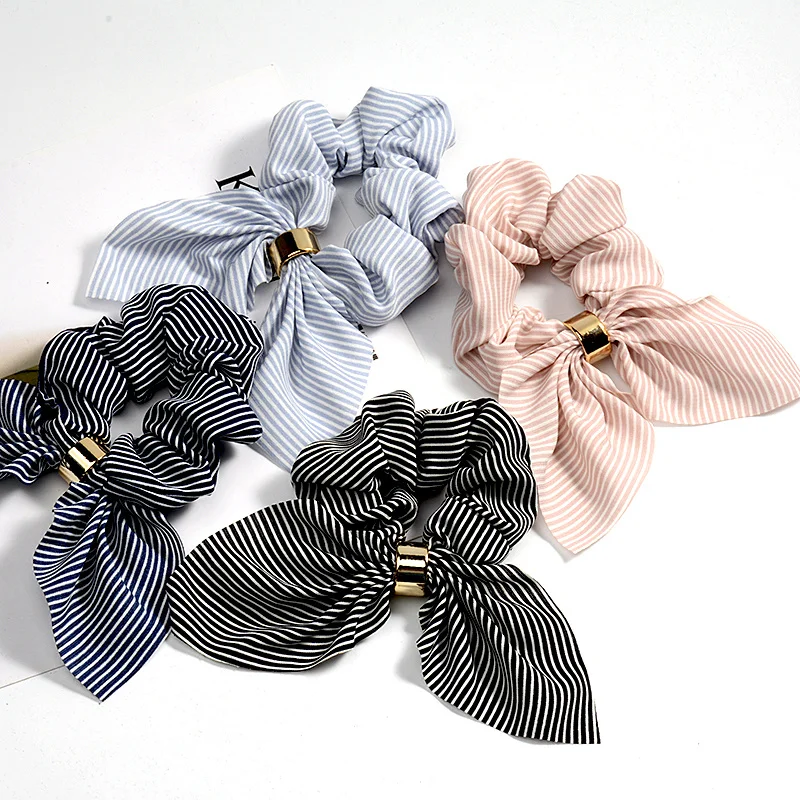 Резинка для волос в полоску с кроличьими ушками милая эластичная заколка хвоста