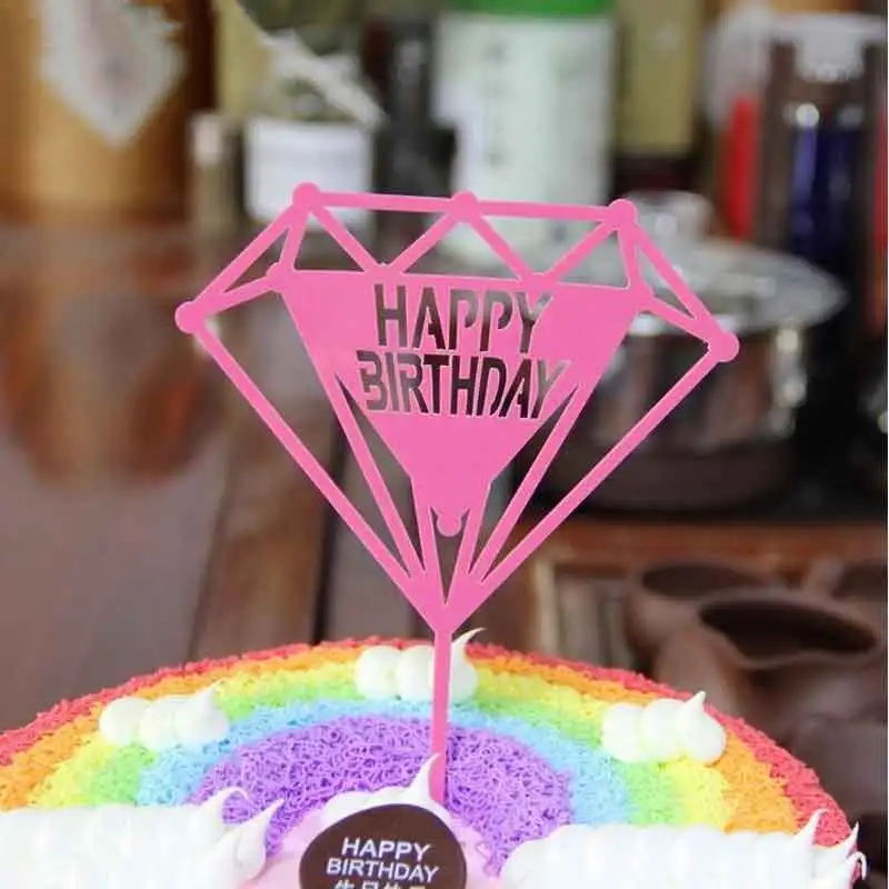

Love Anniversary happy birthday cake topper Acrylic Baking cake Insert Decor Cupcake Wedding Party Decoration Cake Top Flag