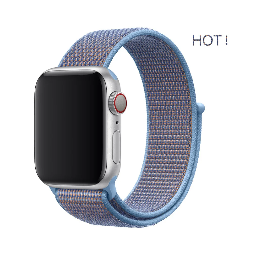 Azure Нейлоновый спортивный бесшовный ремешок для наручных часов Apple Watch, ремешок 42 мм, длина-44 мм, 40 мм, 38 мм, для iWatch, версия 5/4/3/2/1 браслет, ремешок на запястье для наручных часов аксессуары - Цвет ремешка: Azure