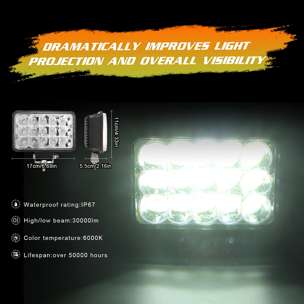 

150W 5 inches Square Light Lamp High Brightness LED Truck Pickup Jeep Headlight Waterproof Dustproof Anti-fog