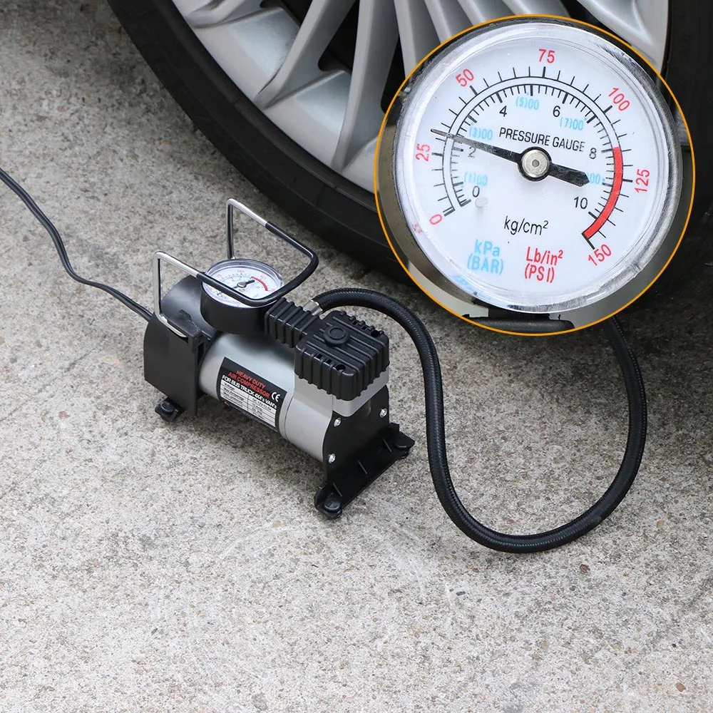 

Насос воздушного компрессора, 12 В, 150 фунтов на квадратный дюйм, высокомощный, портативный, насос для автомобильных покрышек