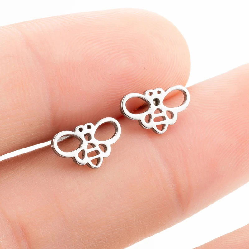 SMJEL Earrings For Women Cute Bee Stud Earings Korean Earring Ladies Girls Stainless Steel Jewelry 2020 | Украшения и аксессуары