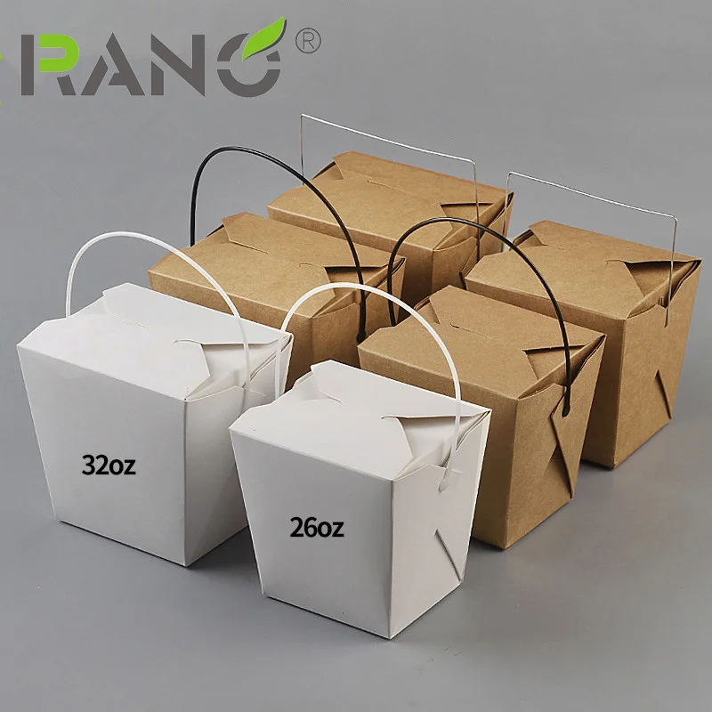 RANO RN LB02 Горячая продажа крафт бумага белый картон одноразовый ланчбокс для