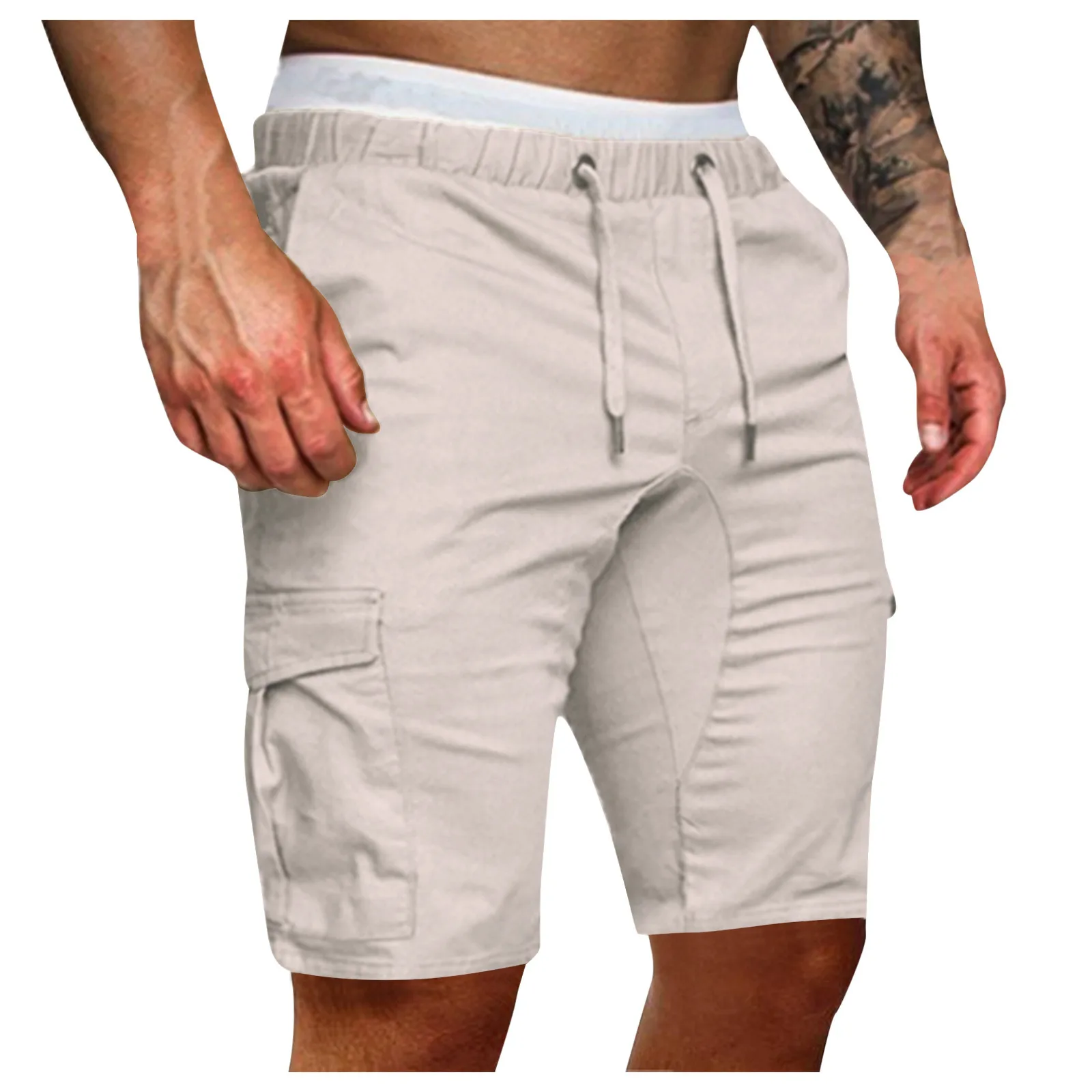 

Men's Summer Fashion Shorts Casual Solid Color Lace-up Pocket Shorts Pants Daily Simple High Quality Short Pants Dropshipping