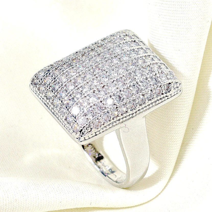 Белое золото Цвет циркон обручальные кольца для мужчин и женщин палец вечерние в