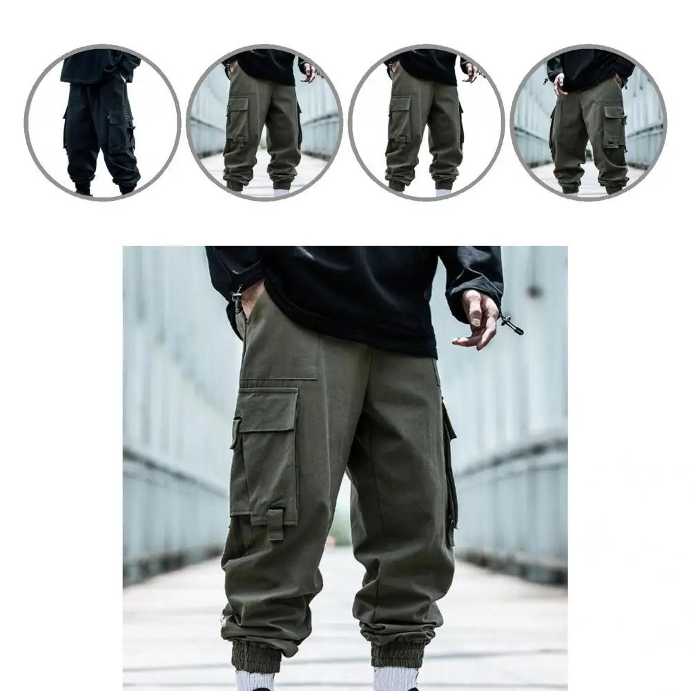 Skin-friendly Handsome Buckle Design Men Jogger Sweatpant for Dating