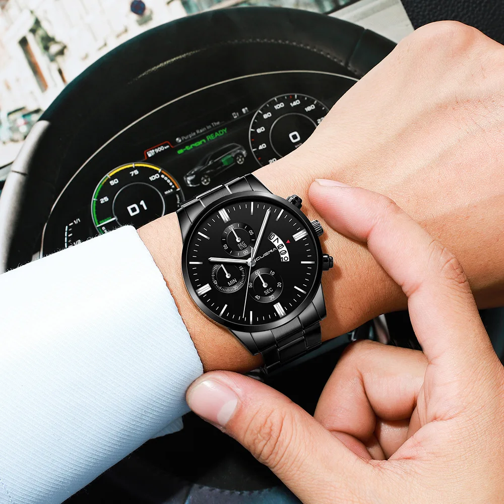 2019 простые мужские часы из нержавеющей стали Классические кварцевые наручные с