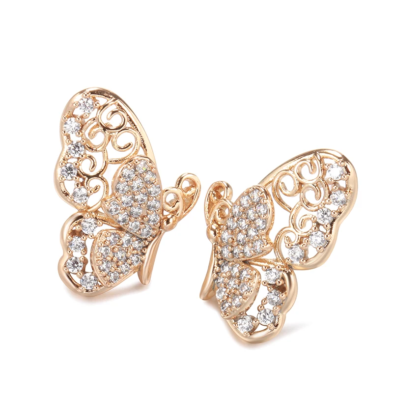

Женские серьги-бабочки из розового золота 585 пробы с натуральным Цирконом