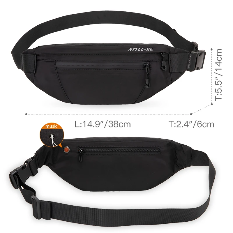Hk Man Waist Bag New Fashion Fanny Pack Chest Pack Travel Outdoor Sports Crossbody Bag Casual Male Waterproof  Bum Belt Bag