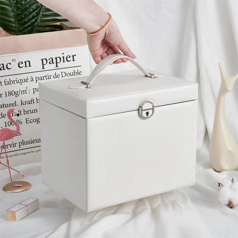 XINSOM Women Large Jewelry Box Organizer Multilayer High Capacity Jewelry Storage Box With Mirror Jewelry Case Casket Girls Gift