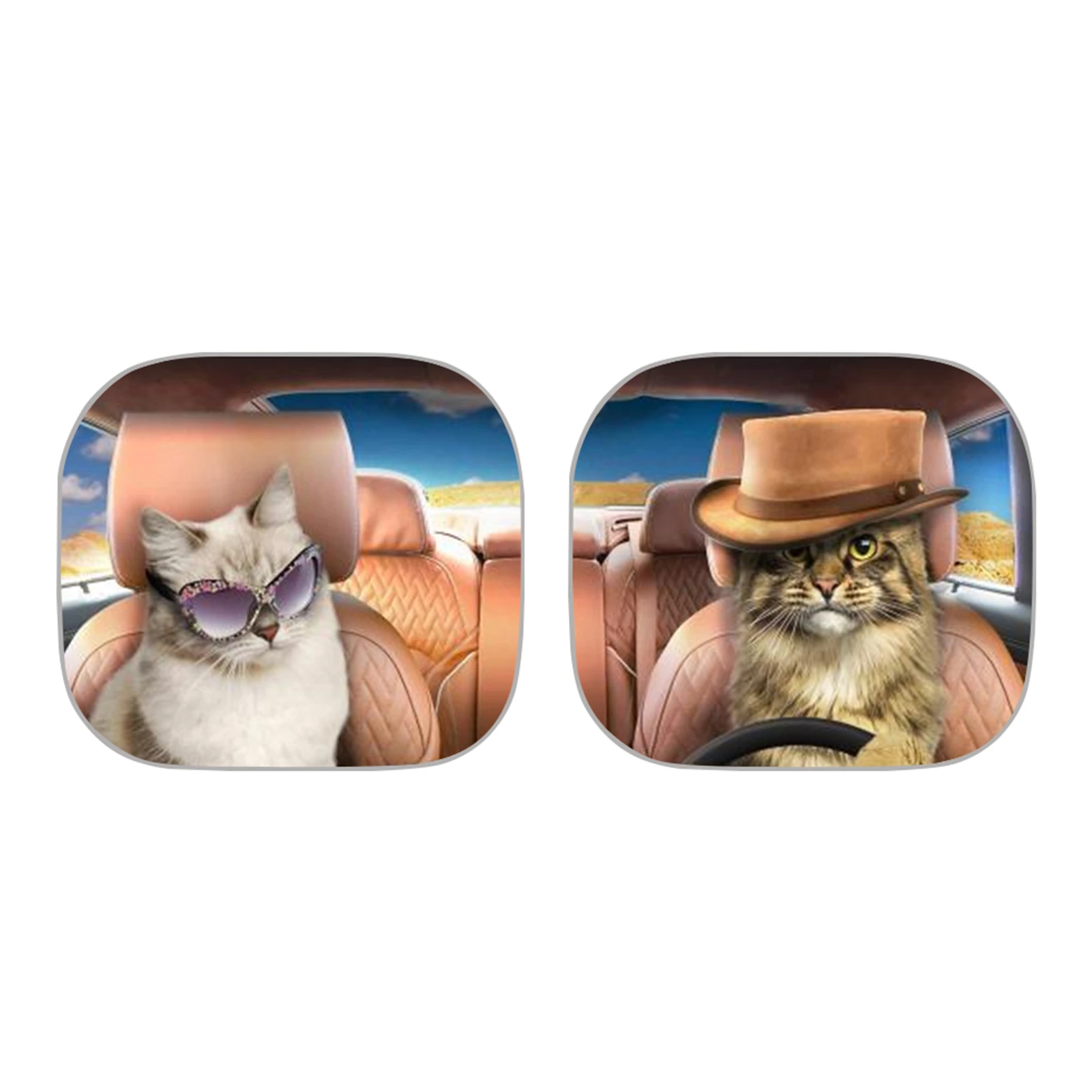 

INSTANTARTS Funny 3D Animal Cat Printing Car Sunshade Cover for Ladies Men UV Protect Foldable Sun Shade Interior Protector 2pcs