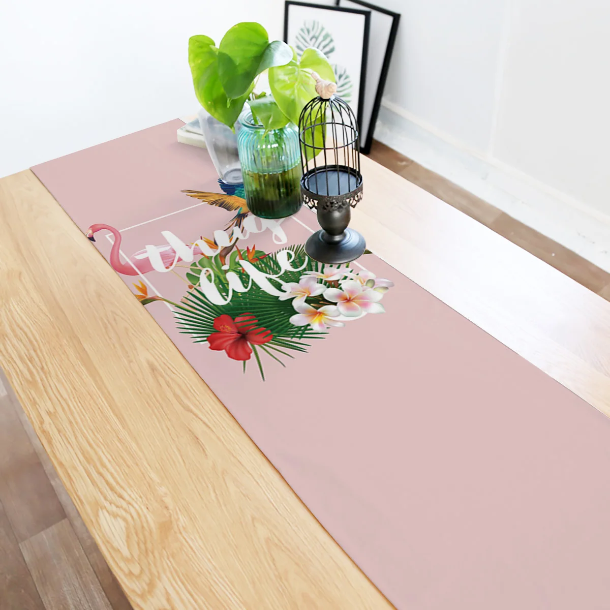 Дорожки для стола с фламинго попугаем тропическими растениями | Дом и сад