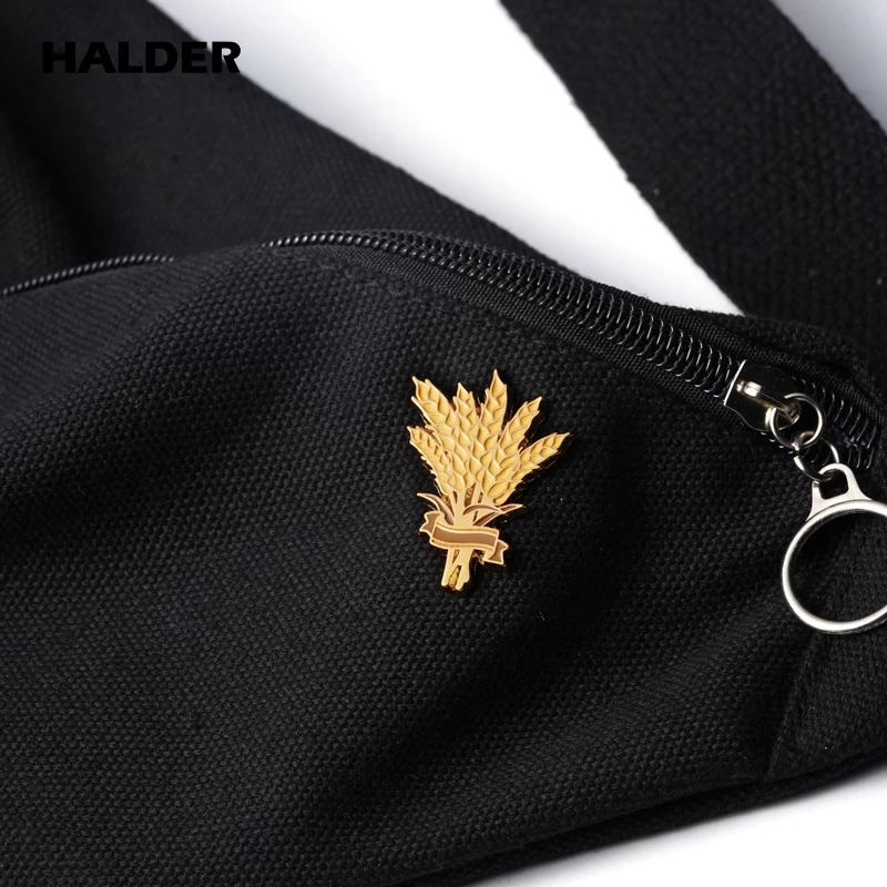 Брошь из денима с ушками пшеницы и риса