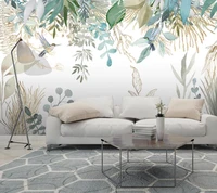 custom wallpaper modern hand painted tropical plant leaves flowers and birds murals living room bedroom waterproof wall painting