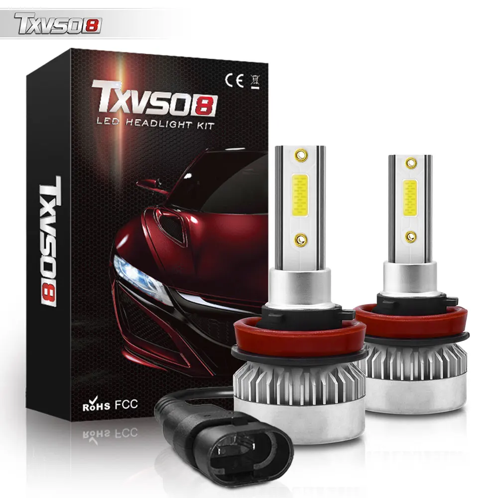 

TXVSO8 Mini H8 LED Lights COB Chips Car Headlight Bulbs 20000LM 6000K Super Bright 12V 110W Error Free Automobiles Lamps