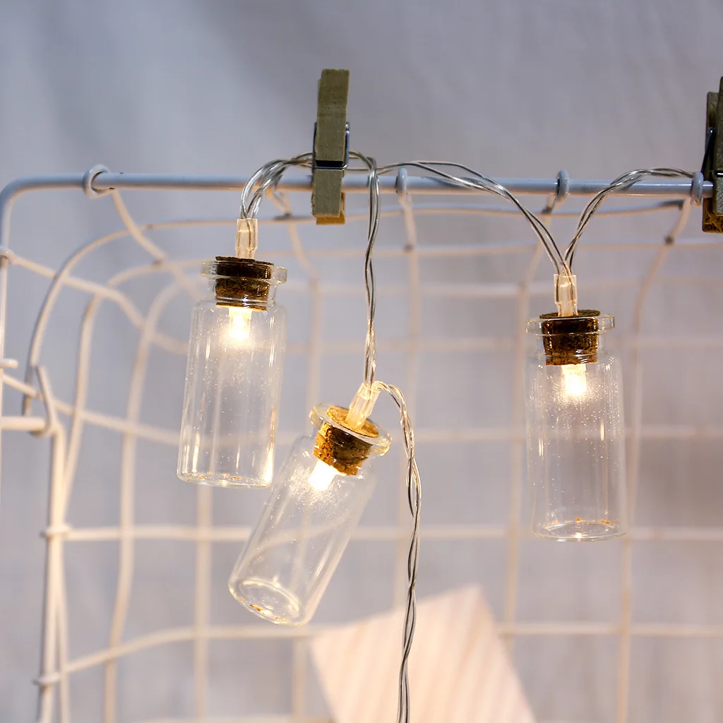 10LED стекло Желая бутылка декоративная форма огни гирлянда Ретро звезда Рождество