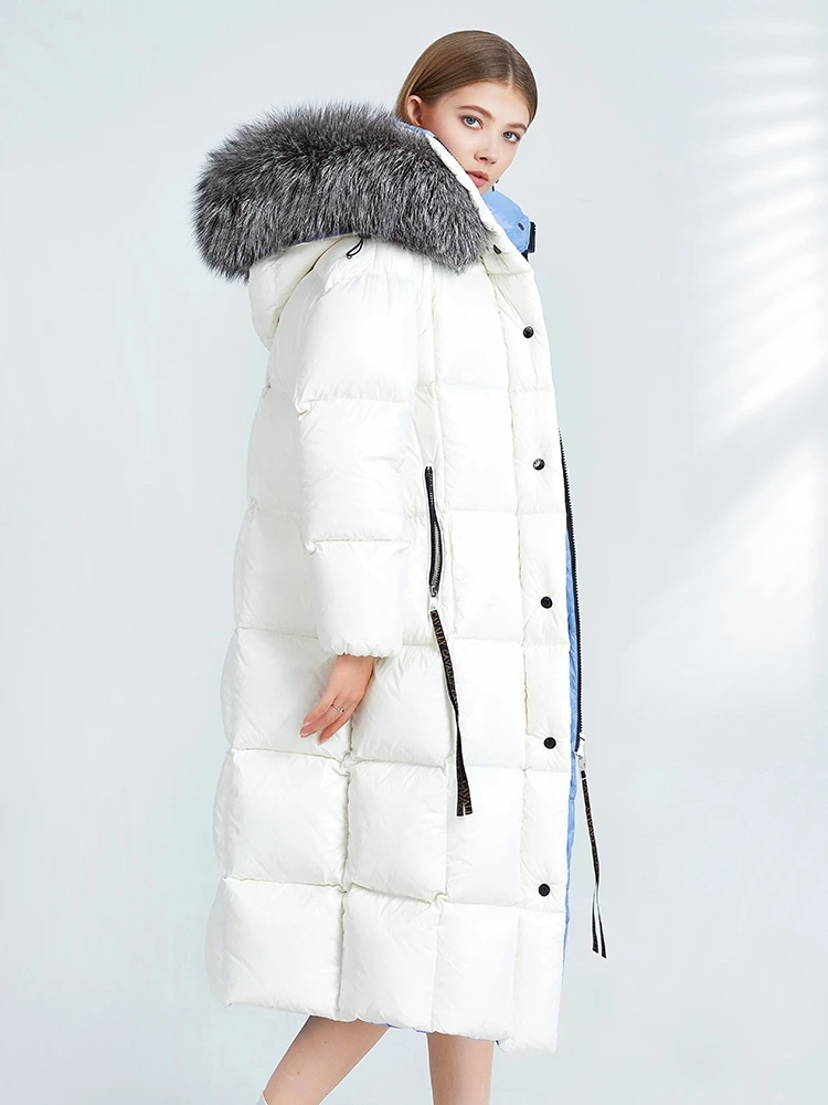 Русская Зимняя Толстая теплая Женская куртка с большим меховым воротником