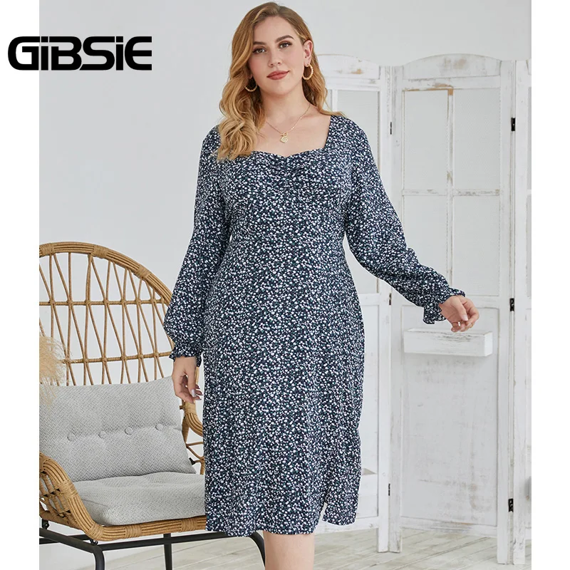 Женское винтажное платье GIBSIE длинное с квадратным вырезом облегающее оборками и