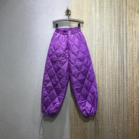 oversized winter warm straight pants for women casual loose snow wear purple cotton padded trousers chic jogging pants new