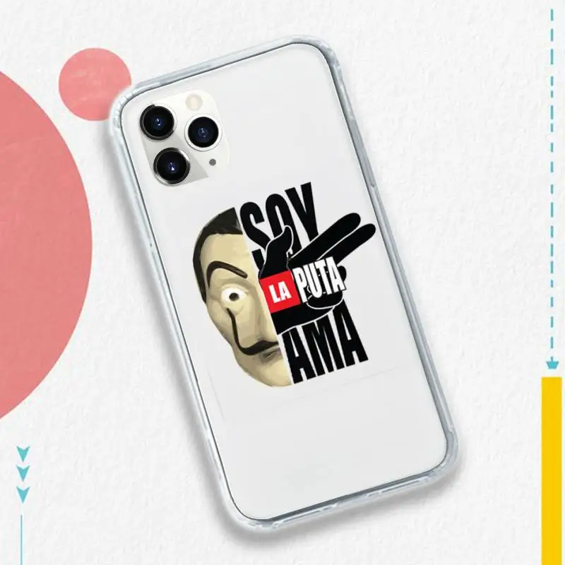 

La Casa de papel high quality Phone Case Transparent soft For iphone 5 5s 5c se 6 6s 7 8 11 12 plus mini x xs xr pro max