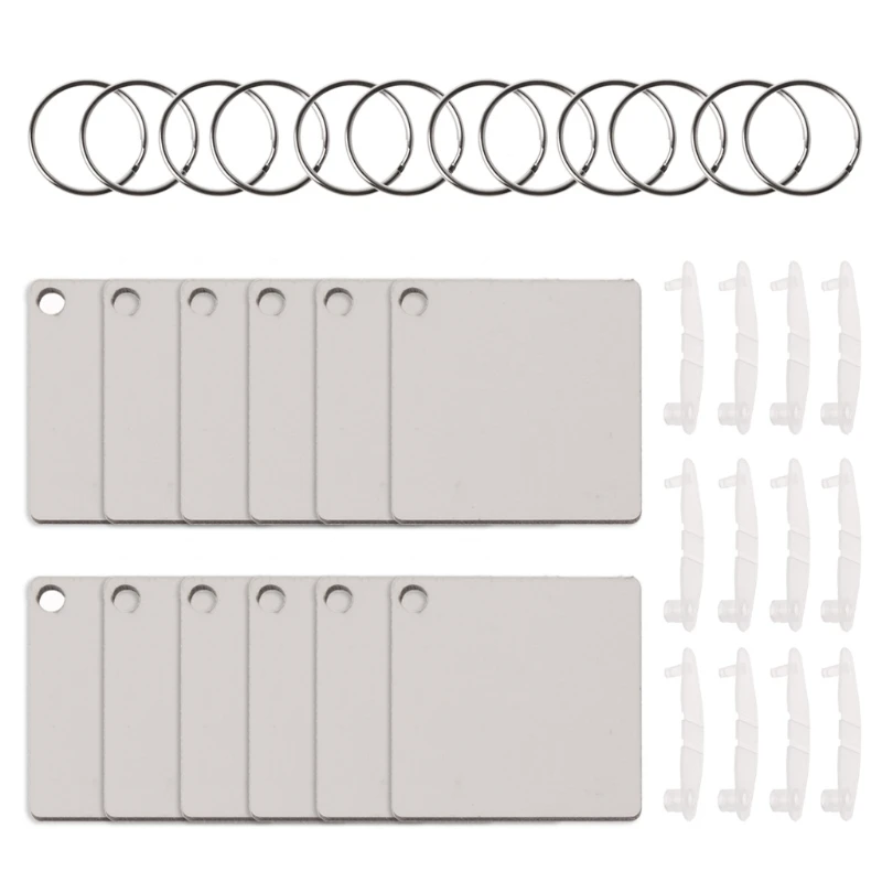 

12Pc DIY Sublimation Wooden Hard Board Key Rings Double Printable White Blank MDF Key Chain Heat Transfer Jewelry Making