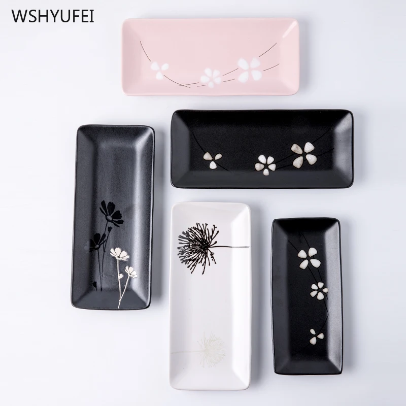 Креативные маленькие Прямоугольные керамические поднос для хранения десертного