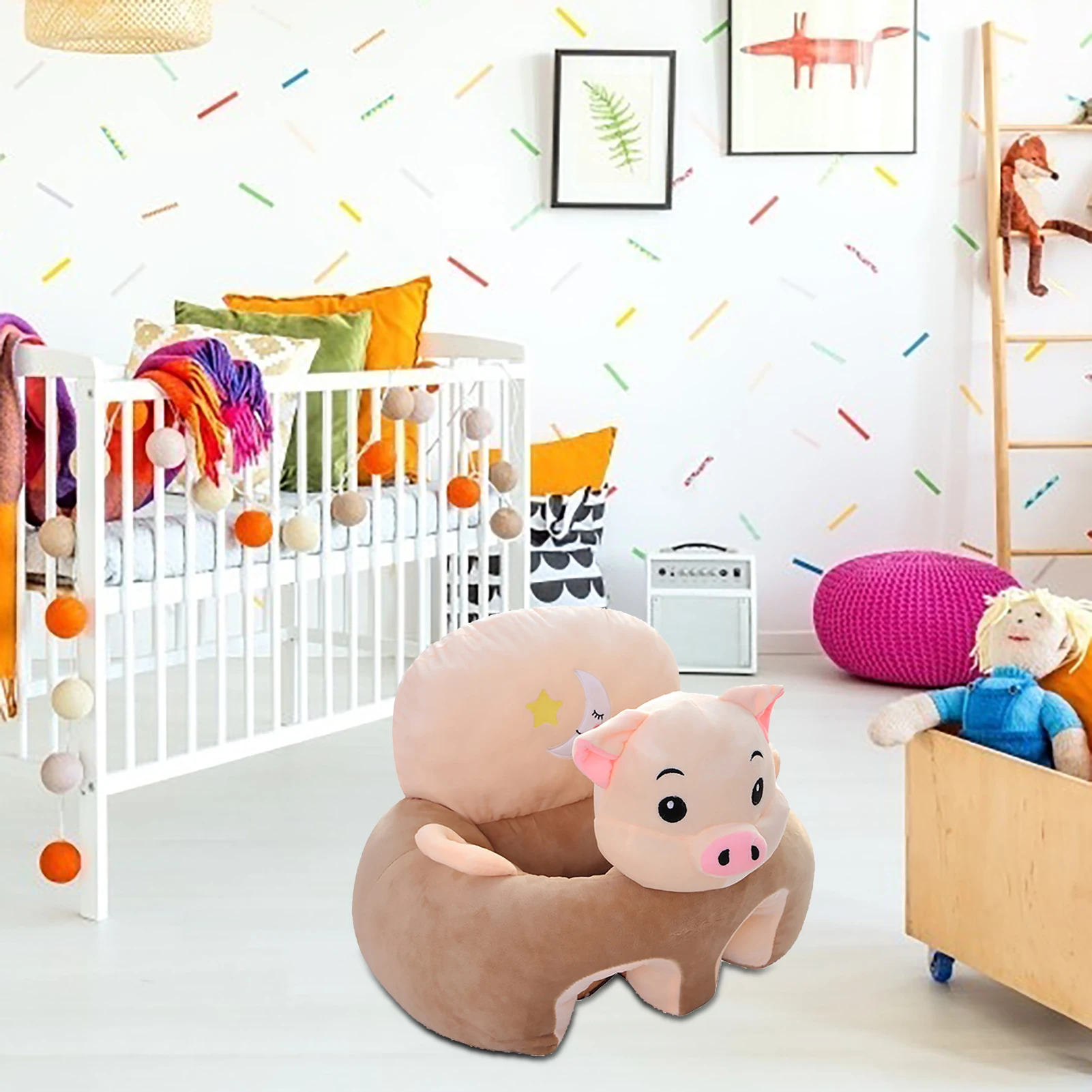 

Creative Baby Sofa Plush Chair Toddler Learning To Sit Support Seat Washable Cartoon Sofa With Filler Cradle Breathable Chair