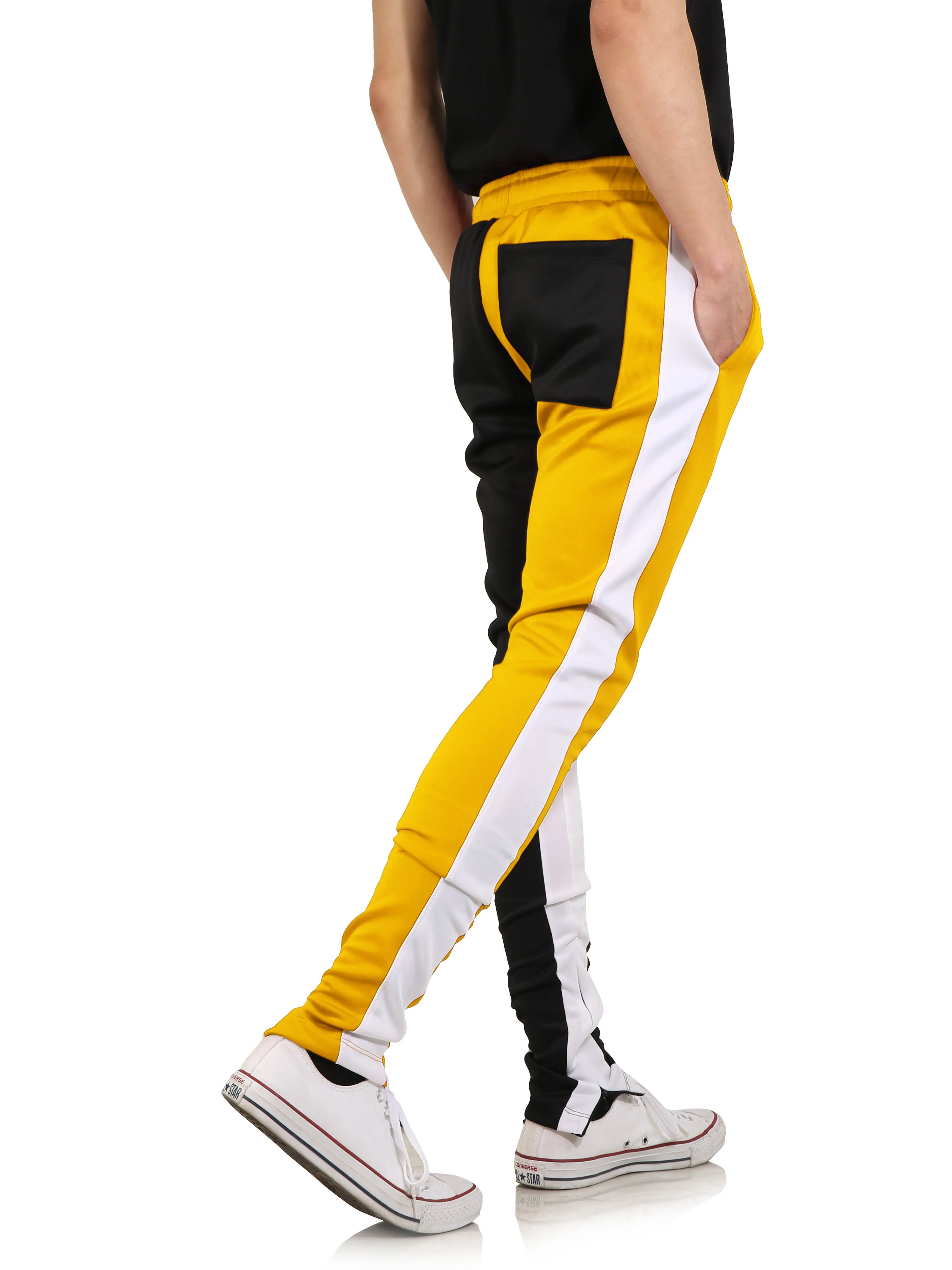 Мужские Slim Fit Пот Штаны Drawstring полосатый спортивный Штаны Цвет Блок Лоскутная Бег Брюки спортивные хип-хоп брюки повседневные штаны