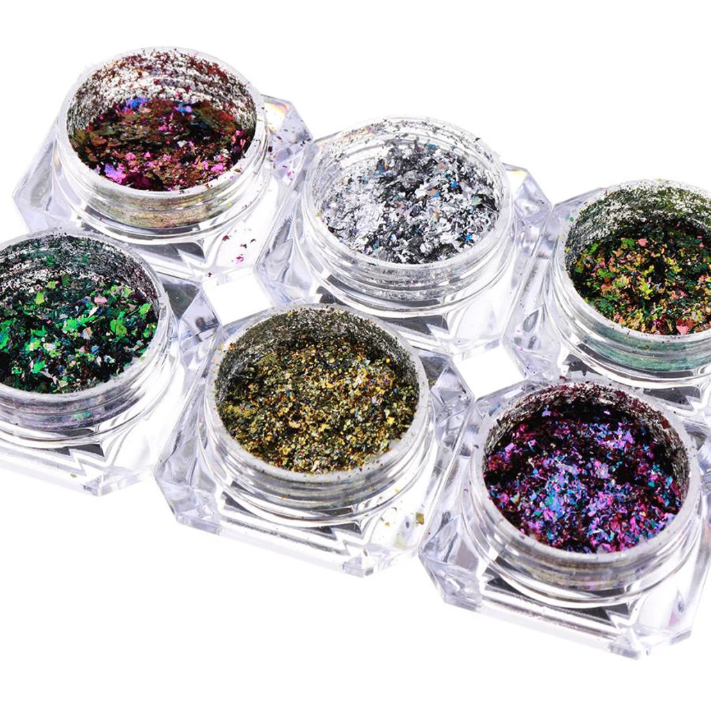 

6 Pieces Nail Art Glitter DIY Sequins for Nail Hair Face Art Festival Makeup