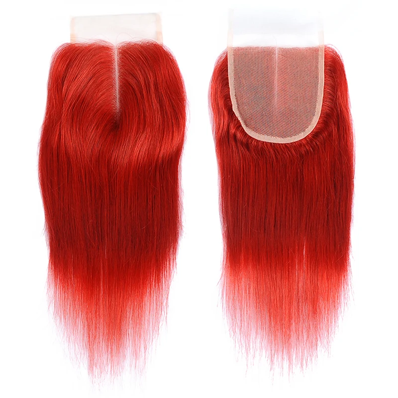 Pinshair, красные прямые волосы, пряди с закрытием, 99J, бордовый цвет, бразильские человеческие волосы, 3 пряди, с закрытием, не Реми волосы, 10-26 дюймов