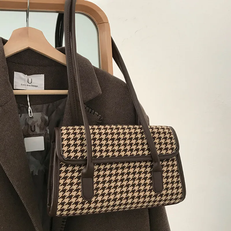 

Brand Designer PU Leather Shoulder Bags For Women Simple Fashion Vintage Plaid Shoulder Bag Lady Luxury Small Handbags Bolsas