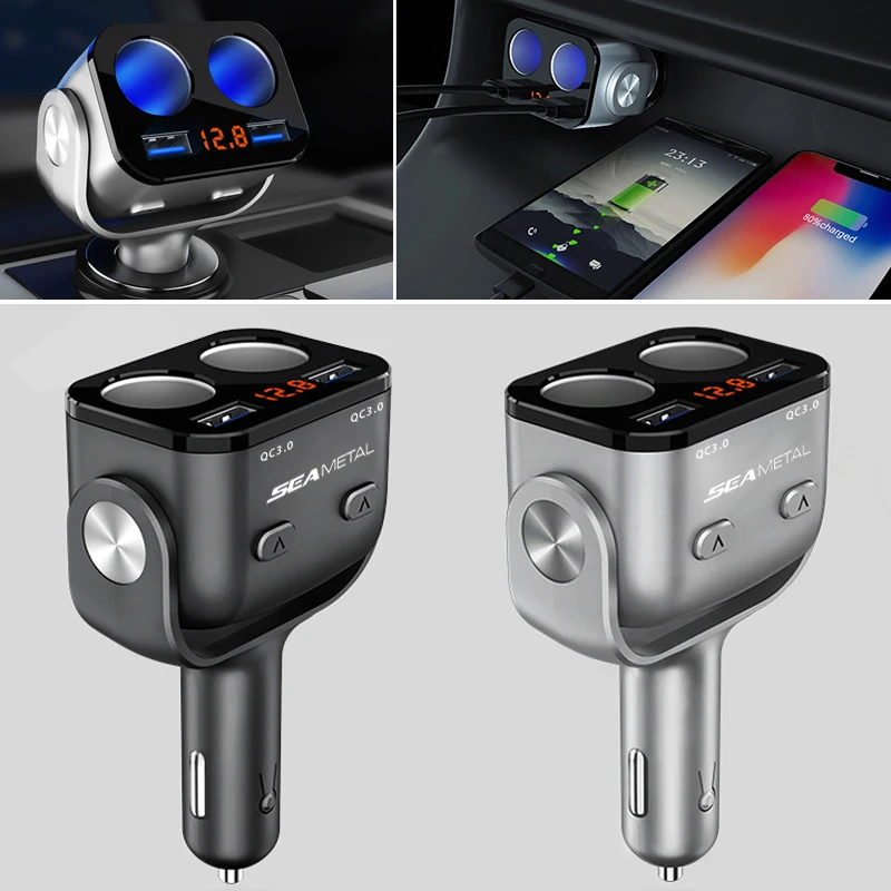 Автомобильное зарядное устройство Seametal QC 3 0 2 USB порта быстрая зарядка