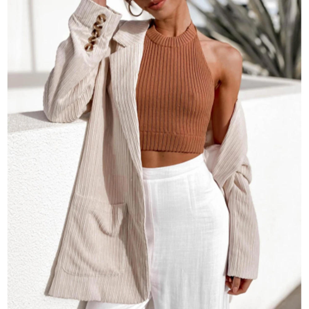 

Женский вельветовый свободный пиджак Za, классический однотонный Повседневный блейзер с карманами в стиле ретро, осень