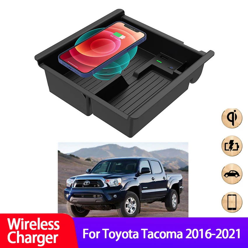 

Автомобильное беспроводное зарядное устройство для Toyota Tacoma 2016-2021, высокое качество, быстрая зарядка, украшение салона автомобиля