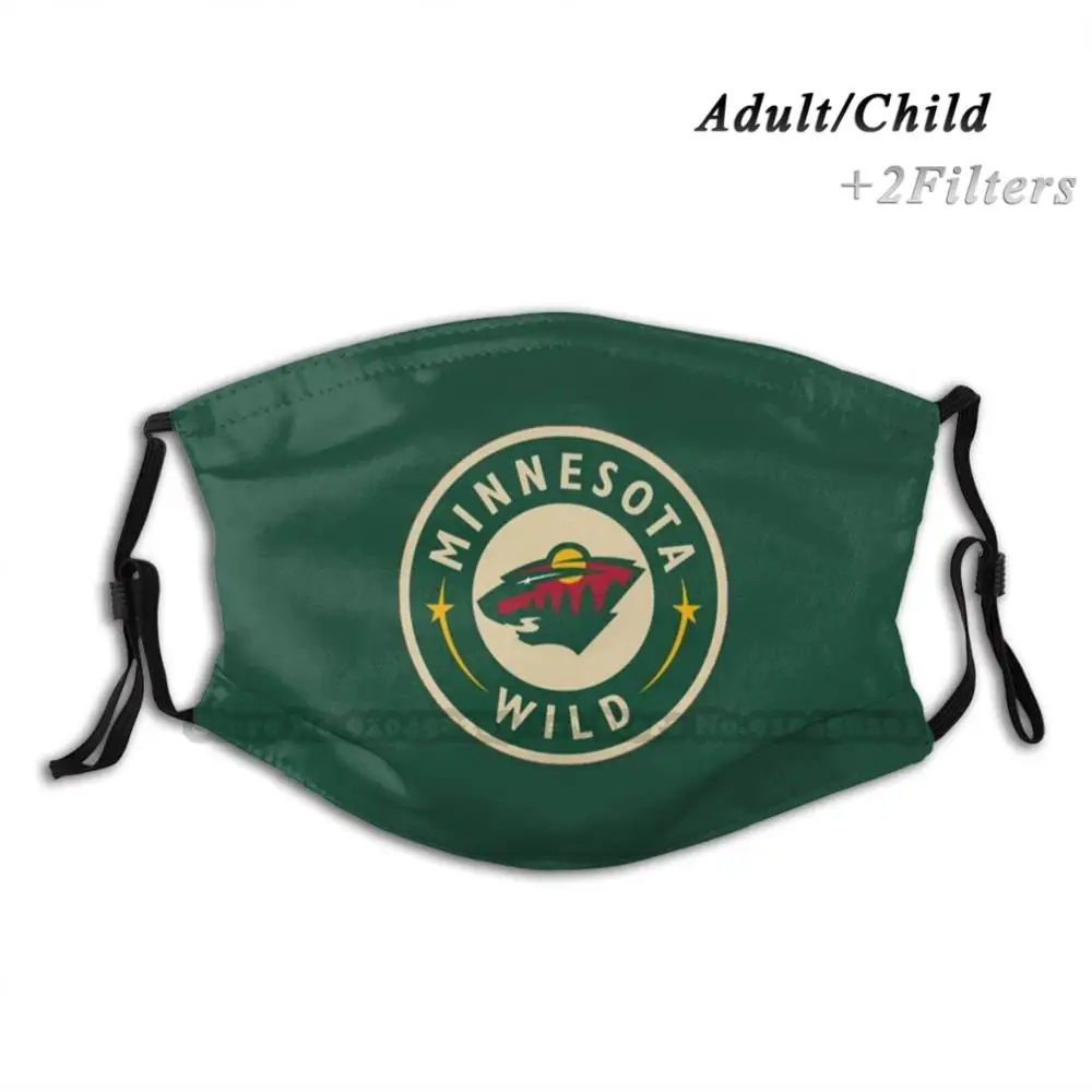 

Wild Bear Club In Minnesota Washable Reusable Trendy Mouth Face Mask With Filters For Child Adult Logo Hockey Ball Ice Snow